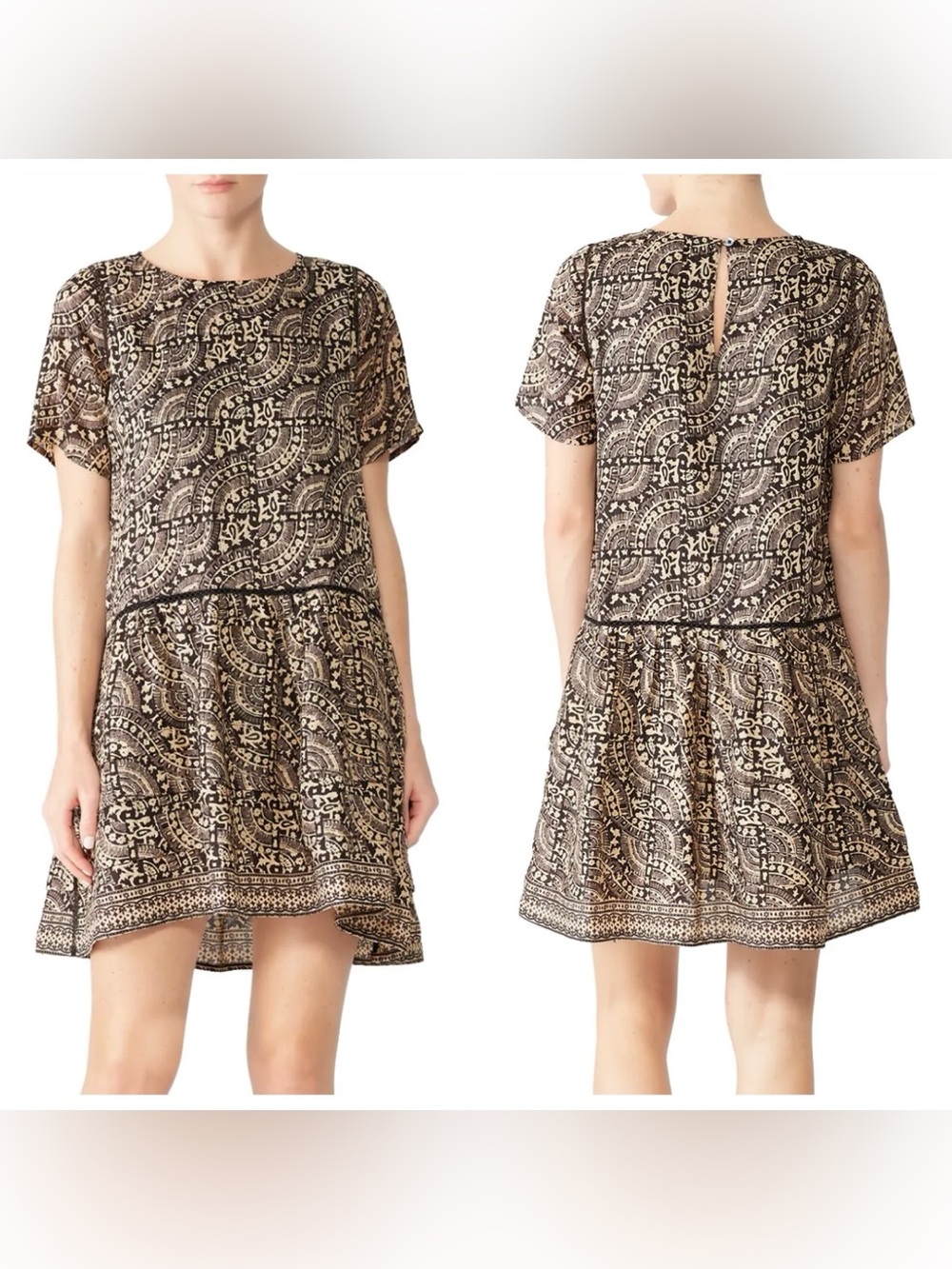 SEA New York Luella Day Dress  black and Cream Sz 6